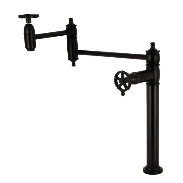Kingston Brass Deck Mount Pot Filler Faucet, Matte Black KS3700CG - main