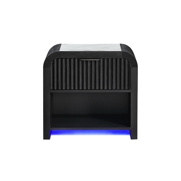 Global Furniture Usa Contemporary Beckett Wht/Blk Nightstand W/Led & Speaker BECKETT-WHT/BLK-NS W/ LED & SPEAKER - main