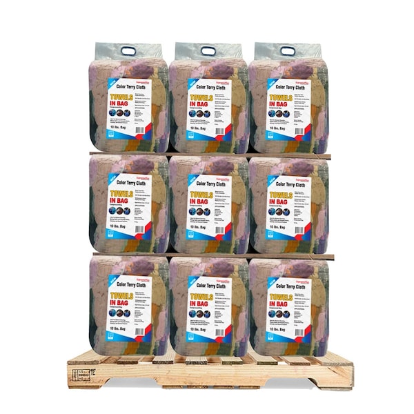 Supremeplus New Color Terry Towel Cleaning Rags, 1000 lbs. Pallet, 40 x 25 lbs. Bags, 40PK SP-1933 - main