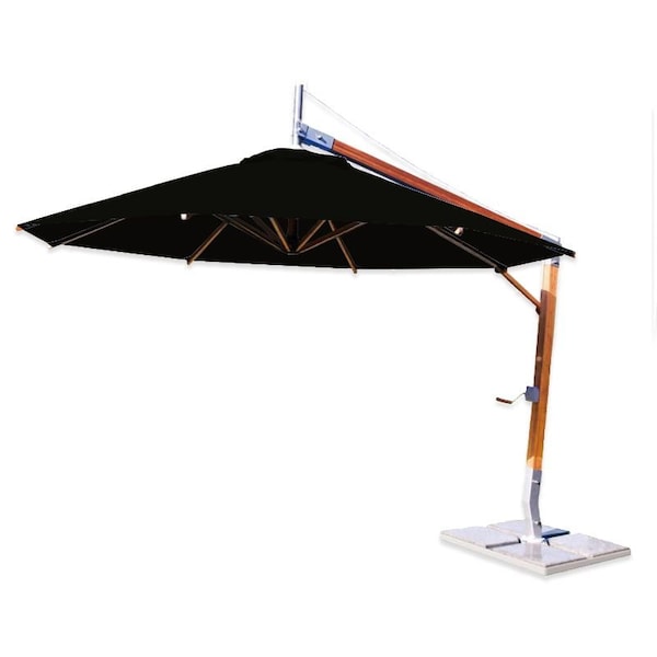 Bambrella 10' Round Bamboo Cantilever Umbrella with Black Canopy and 297lb Granite Base System 3.0m R-SW-S-B-BS - main
