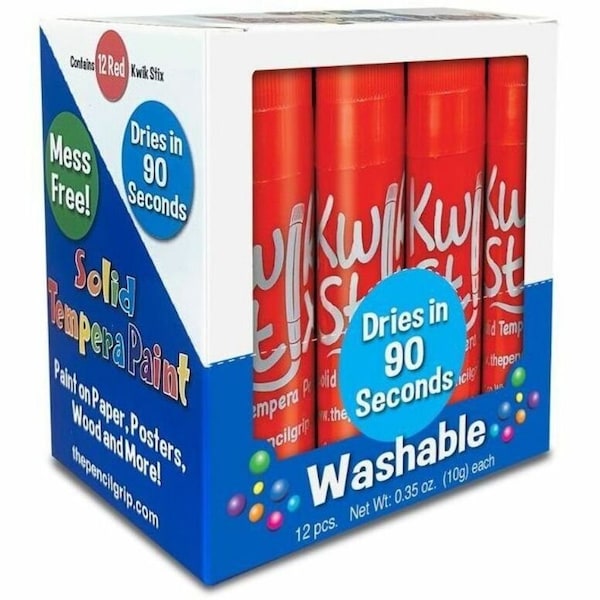 Kwik Stix Solid Tempera Paint Sticks, Single Color Pack, Red, 24PK TPG-60020 - main