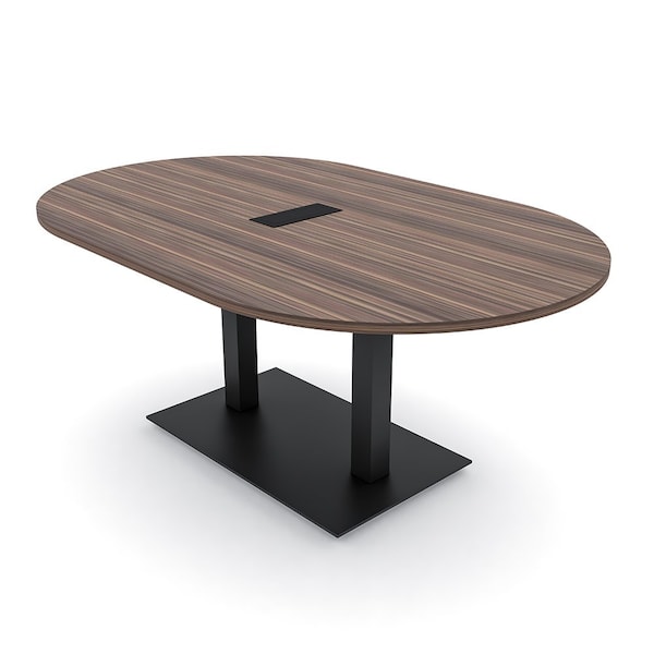 Skutchi Designs Racetrack Conference Table With Power Unit, 48 in W, 72 in L, Brown HAR-RAC-48X72-DOU.BK-H3041-EBLK - main