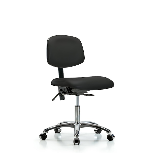 Blue Ridge Ergonomics Desk Chair Desk Chair, Vinyl, Chrome Tilt Casters, BLK, No Arms, 18" to 23" Height, Vinyl, Black BR-VDHCH-CR-T1-A0-CC-8540 - main