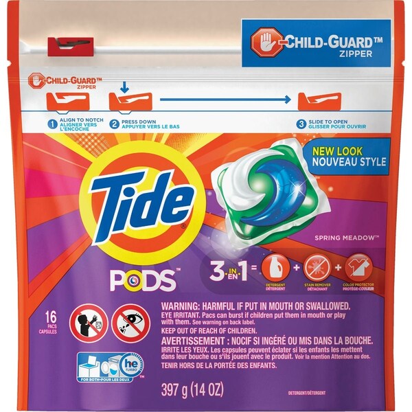Tide Pods Spring Meadow Child-Guard Zipper Laundry Detergent, 16-Count 93120 - main