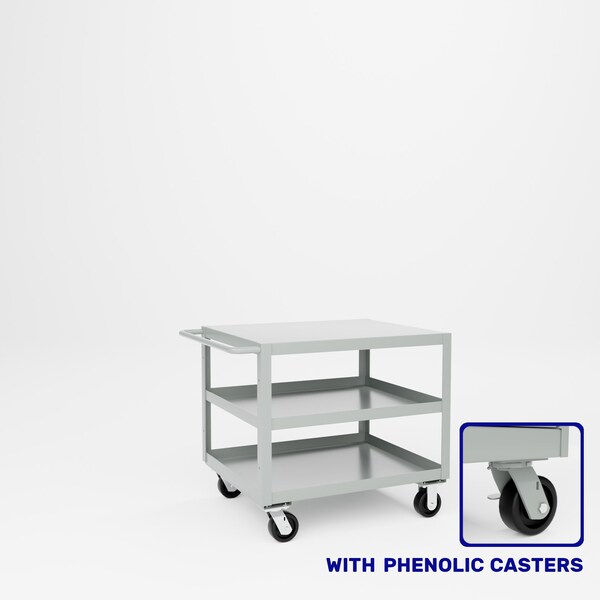 Pucel Heavy Duty Shop Truck, 36 in W x 30 in D x 33.5 in H, Three Shelves, Push Handle, Gray 3036-DT-3P - main