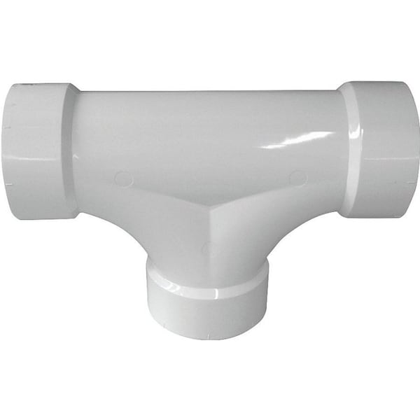 Genova CANPLAS 2Way Cleanout Pipe Tee, 3 in, Hub, PVC, White 193723 - main