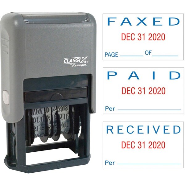 Xstamper SelfInking PaidFaxedReceived Dater, Gray XST40330 - main