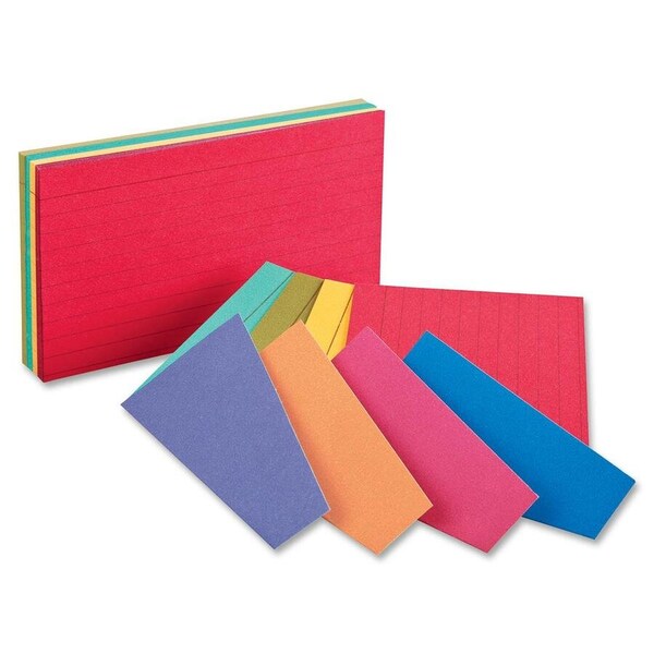 Oxford Two-Tone Index Cards, 3in x 5in, Assorted Colors, 1200PK 4736 - main