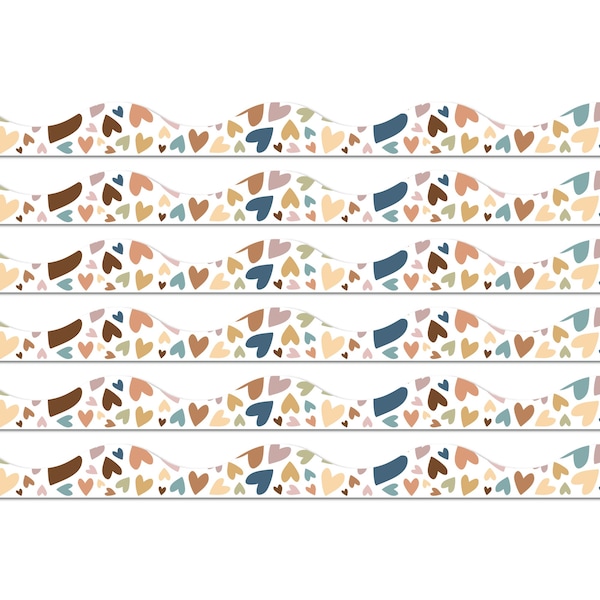 Ashley Productions Magnetic Scallop Border, Everyone Is Welcome Hearts, 12 Feet Per Pack, 6PK 11432 - main