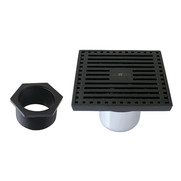 Kingston Brass 4" Brass Square Grid Shower Drain with Hair Strainer, Matte Black BSF4464MB - main