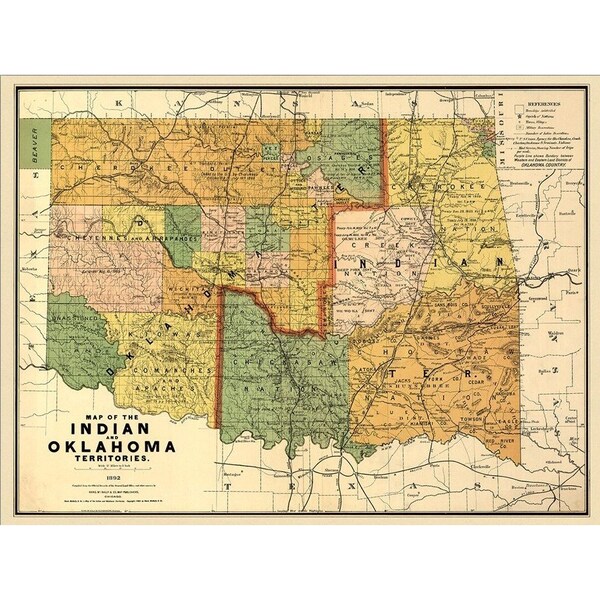 Homeroots 20" X 28" Map Of Indian And Oklahoma Territories Vintage Poster Wall Art 391983 - main