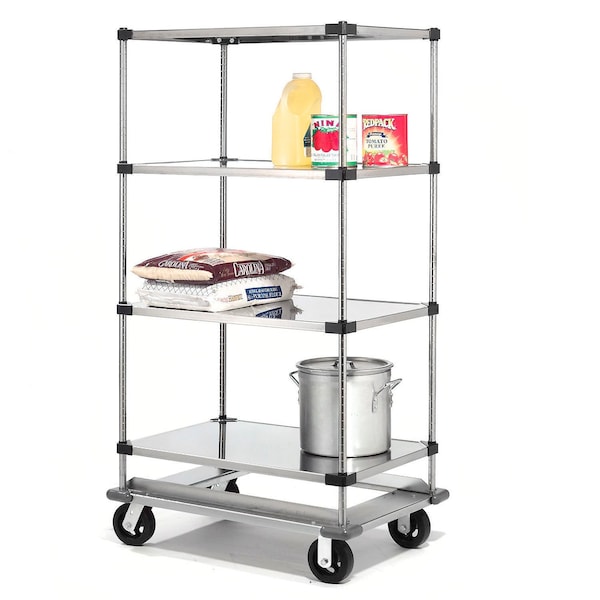 Global Industrial Nexel Stainless Steel Shelf Truck w/Dolly Base, 1600 lb. Capacity, 48"L x 24"W x 70"H 242006 - main