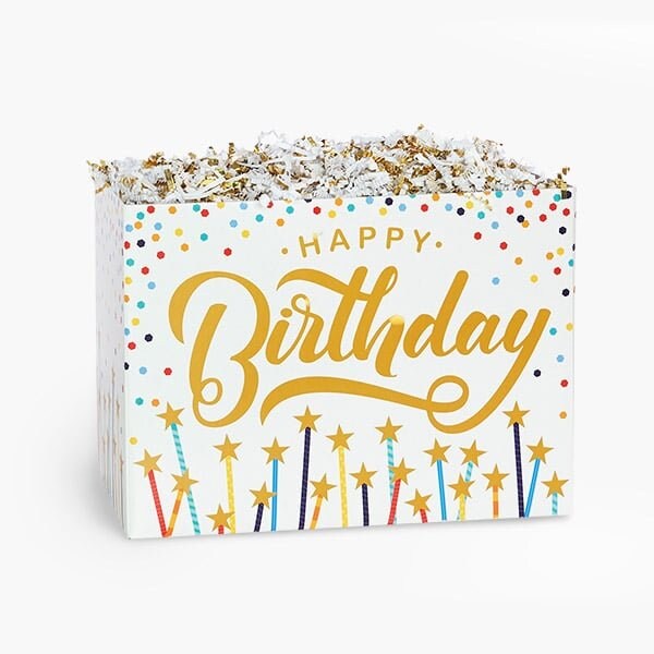 Nashville Wraps Happy Birthday Stars Basket Box, Large 10.25x6x7.5, 6PK HBSL - main