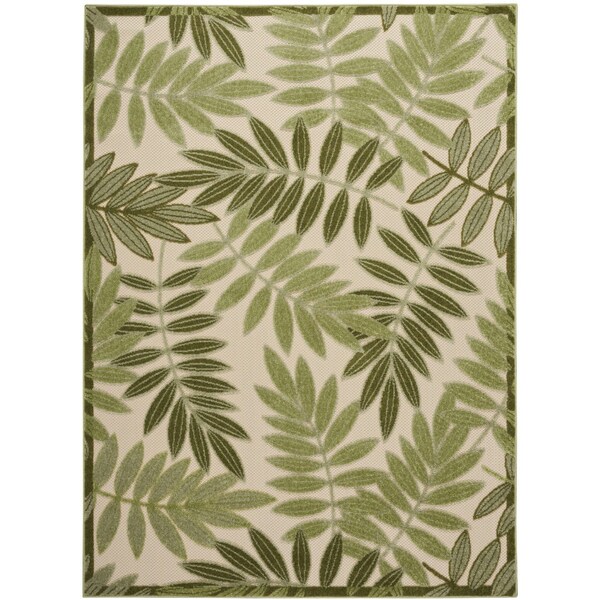 Homeroots 5' X 8' Ivory And Green Palm Leaf Indoor Outdoor Area Rug 548056 - main