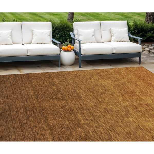 Homeroots 9' X 12' Chocolate And Brown Ombre Washable Indoor Outdoor Area Rug 588556 - main