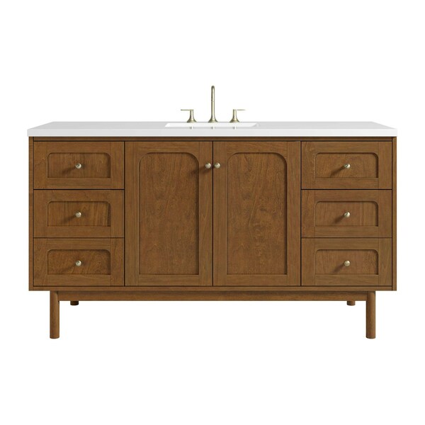 James Martin Vanities Laurent 60" Single Vanity, Honey Oak w/ 3 CM White Zeus Silestone Top 545-V60S-HNO-3WZ - main