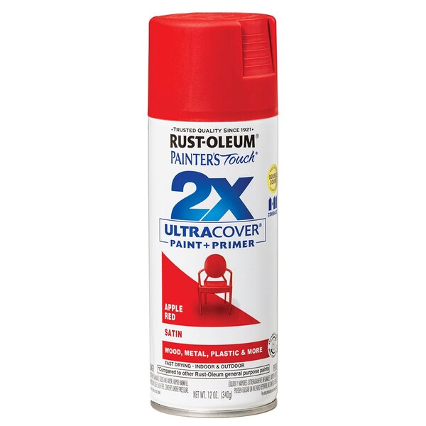 Ultra Cover 2X 12 Oz Rust-Oleum Painter's Touch 2X Apple Red Ultra Cover Paint + Primer Spray Paint, Satin 334094 - main