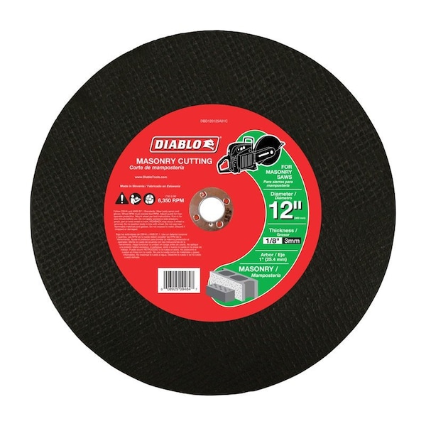 Diablo 12in. x 1/8in. x 1in. High Speed Masonry Cut-Off Disc DBD120125A01C - main