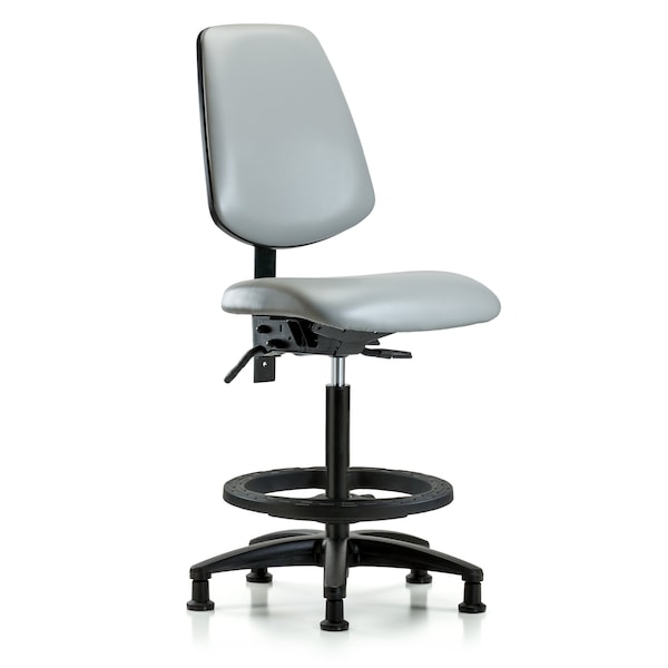 Blue Ridge Ergonomics High Bench Chair No Arms, 26" to 35" Height, Vinyl, Dove BR-VHBCH-MB-RG-T1-A0-BF-RG-8567 - main