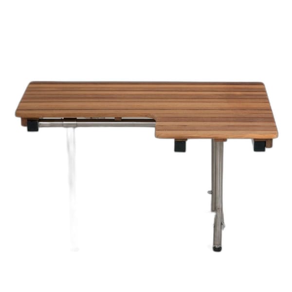 Homeroots 18" X 36" Brown Teak Wall Mount Rectangular Shower Bench 549363 - main