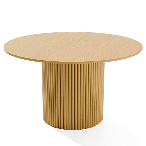 Homeroots 52" Brown Solid Wood Pedestal Base Round Top Dining Table 720974 - main