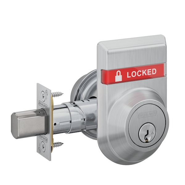 Schlage Grade 1 Double Cylinder Deadbolt, Conventional Cylinder, Interior Indicator LOCKED/UNLOCKED, Satin B662P 626 IS-LOC - main