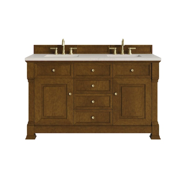 James Martin Vanities Brookfield 60" Double Vanity, Honey Oak, w/ 3 CM Siberian Silestone Top w/FreePower Wireless Charger 547-V60D-HNO-FSFR - main
