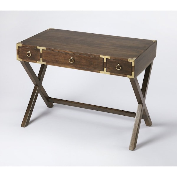 Homeroots 40" Dark Brown Solid Wood Writing Desk With Three Drawers 389444 - main