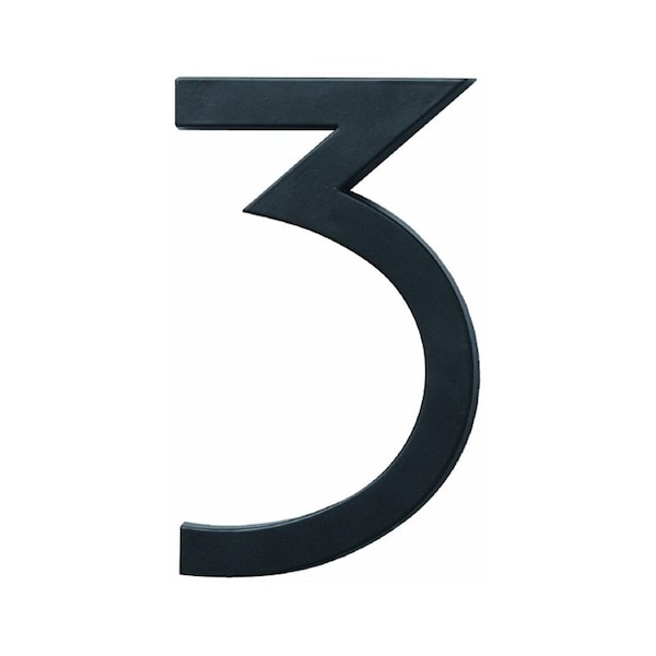 Hy-Ko FM-6 Architectural Series House Number, Character: 3, 6 in H Character, Black Character FM-6/3 - main