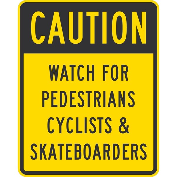 Lyle Watch For Pedestrians Cyclists & Skateboarders, 24x30, Non-Reflective, Yellow G-14220-NA_24x30 - main