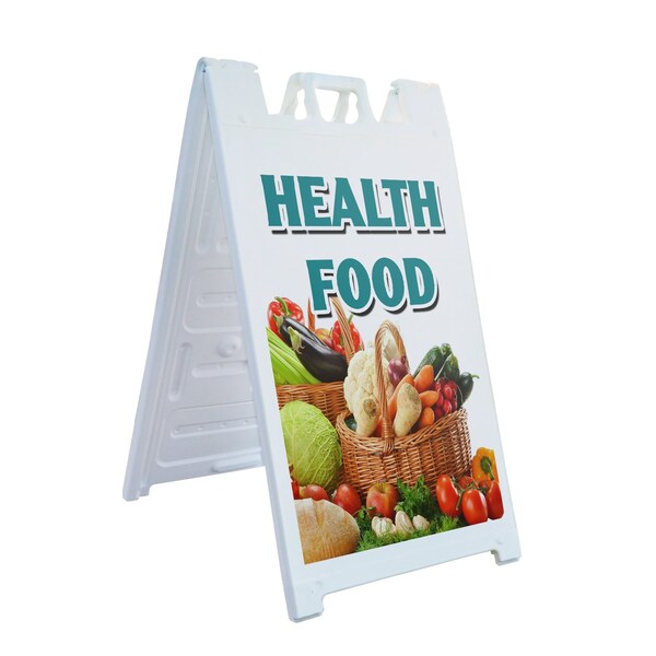 Signmission Health Food, A-Frame & 2 Decals Installed, Heavy-Duty Plastic Frame SBHD-D-2436-Health Food - main