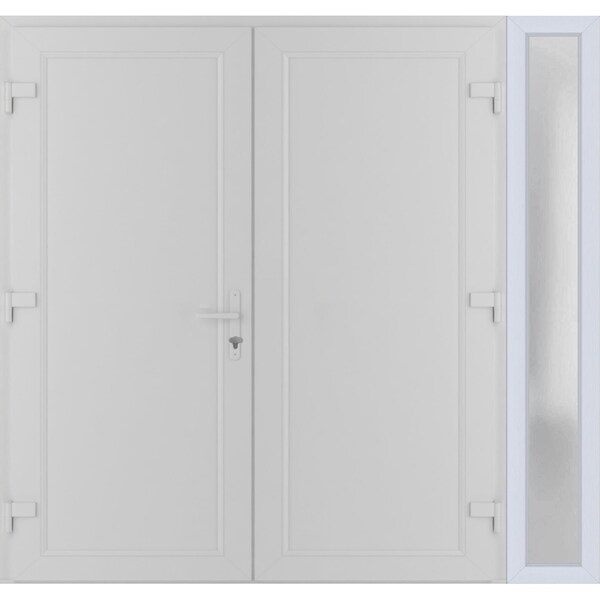 Vdomdoors Front Exterior Prehung Metal-Plastic Double Doors / MANUX 8111 White Silk / Sidelite Exterior Windo MANUX8111DEXD-WS-RH-W72+12xH80 - main