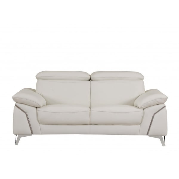 Homeroots 71" White Italian Leather Sofa With Silver Legs 329687 - main