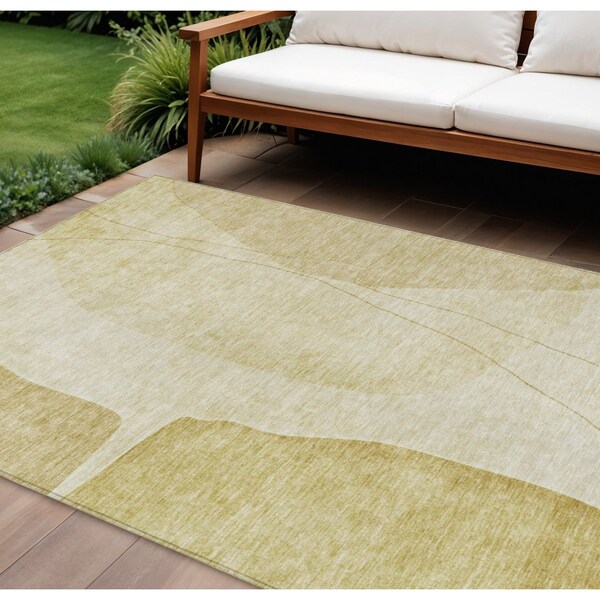 Homeroots 8' X 10' Gold Wheat And Beige Abstract Washable Indoor Outdoor Area Rug 582023 - main