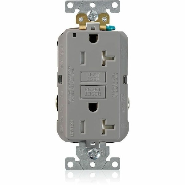 Leviton Plugs&Rcptcls, 20A, 125VAC, Gry, Polycarb G5362-TGY - main