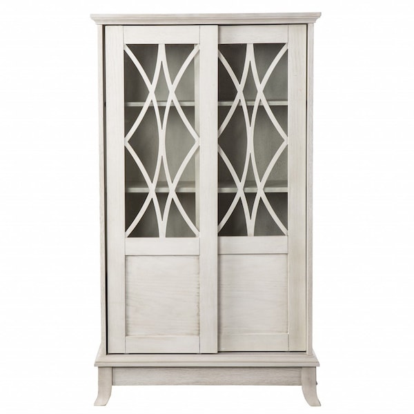 Homeroots 28in White Standard Accent Cabinet With Eight Shelves 401697 - main