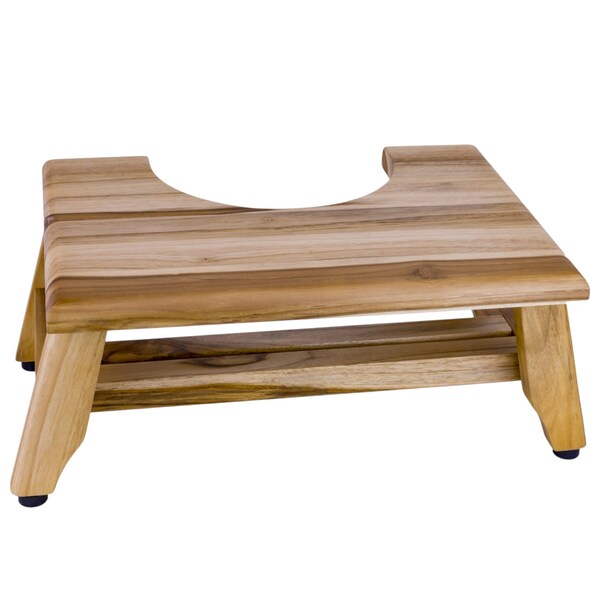 Homeroots 8" Natural Solid Teak Bathroom Toilet Stool 383356 - main