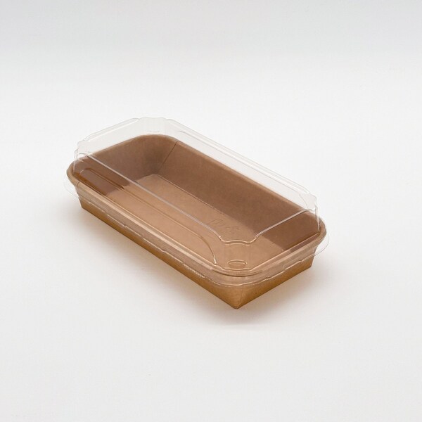 Verterra 8.75x3.5x1 Kraft tray w/ lid Combo, 200PK VT-PBL-8.75X3.5X1 - main