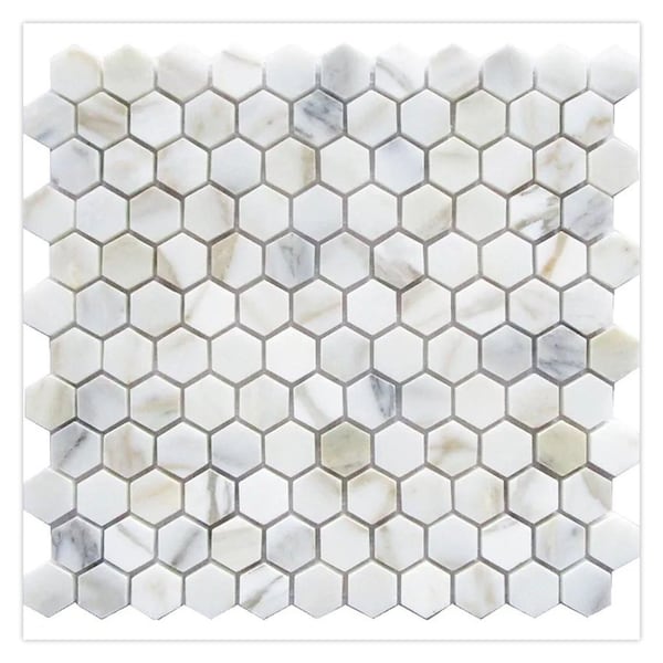 Apollo Tile 11x12 Calacatta Gold Polished Marble Mosaic Hexagon Wall and Floor Tile 4.55 sq ft/case, 5PK APLTSC88G43PA - main
