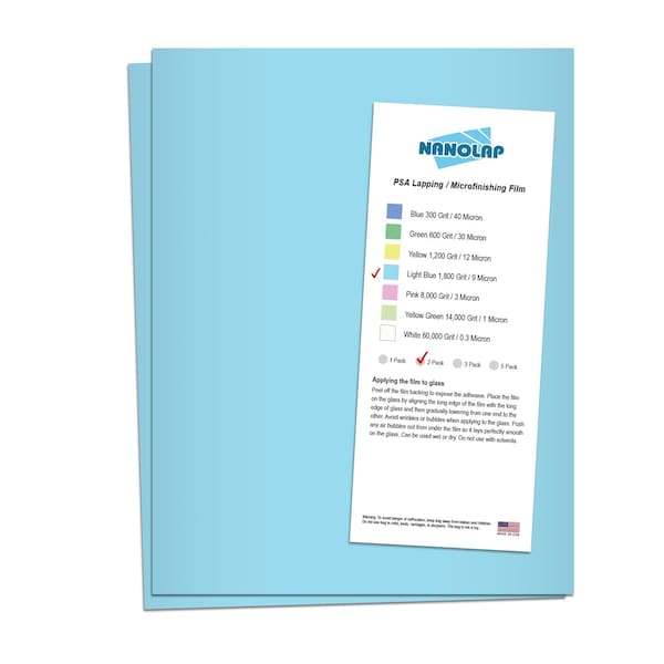 Nanolap PSA Lapping Film, 2 Pc 9 Micron (1,800 Grit), 8-0.5 in x 11 in Microfinishing Fine Sanding Paper 61573N - main