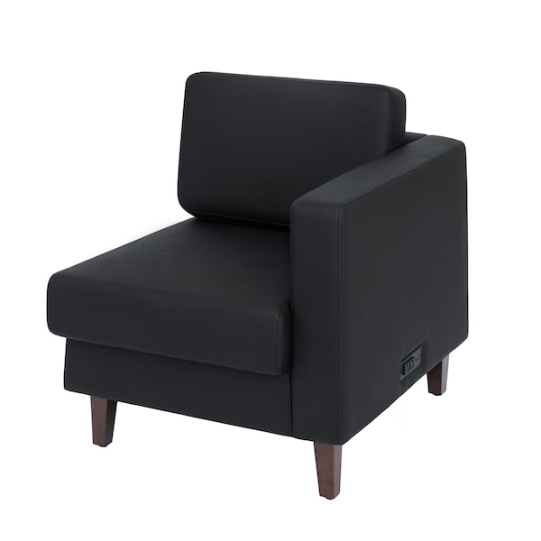 Flash Furniture HERCULES Artemis Black LeatherSoft Right Arm Reception Chair, 2 AC Outlets/1 USB/1 USB-C Ports ZB-8921C-RA-BLK-GG - main