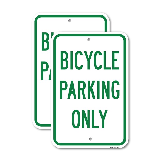 Signmission Bicycle Parking Only 2, 18'' X 24'' 2 Signs, Heavy Gauge Aluminum, 2PK A-1824-2PACK-25291 - main