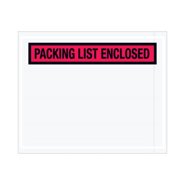 Box Packaging Panel Face Envelopes, "Packing List Enclosed" Print, 5-1/2"L x 4-1/2"W, Red, 1000/Pack PL453 - main