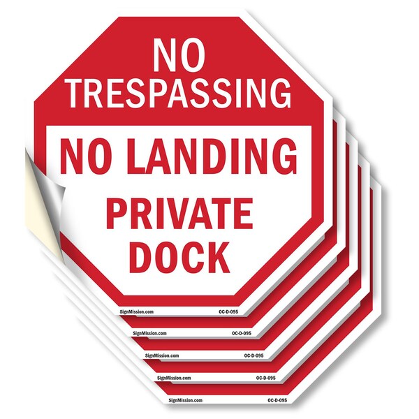 Signmission No Trespassing No Landing Private D, 4 inch X 4 inch, Vinyl Decal, 5PK OC-D-5PACK-4-95 - main