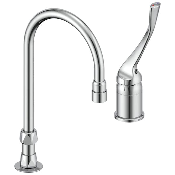 Delta Commercial 24T2 Single Control Mixing Faucet With Gooseneck Spout - Less Pop-Up In Chrome 24T2623-R4 - main