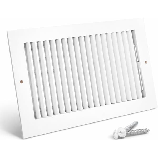 Sierra Grates 4 in. H X 14 in. W 1-Way 45 Degree Louvered, Steel, White Sidewall / Ceiling Register OWC414-WHT - main