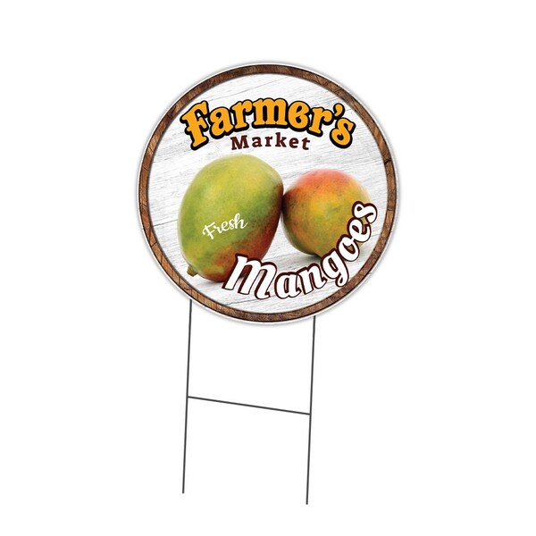 Signmission Farmers Market Mangoes Double Sided Corrugated Plastic Circle Yard Sign, C-24-CIR-DS-WS- Mangoes C-24-CIR-DS-WS- Mangoes - main