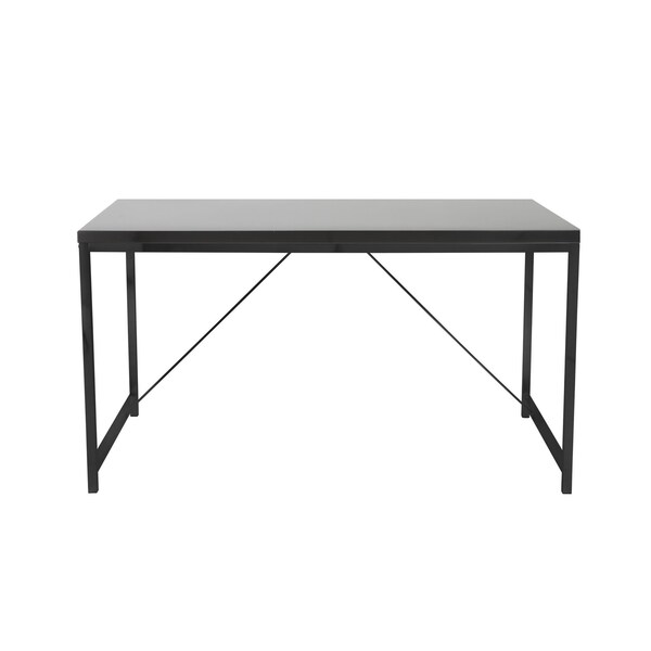 Homeroots 47" Black Wood and Stainless Steel Writing Desk 524925 - main