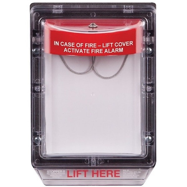 Safety Technology International Pull Station Guard, Polycarbonate, Flush Mount, 6 7/8 in W x 8 7/8 in H x 3 1/4 in D, Clear STI-1250 - main