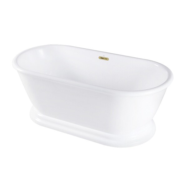 Kingston Brass 60-Inch Acrylic Oval Double Ended Pedestal Tub with Drain, No Faucet Drillings VTDE602824C422 - main